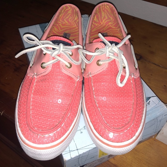 Sperry Shoes - Women’s peach sequin sperry boat shoes